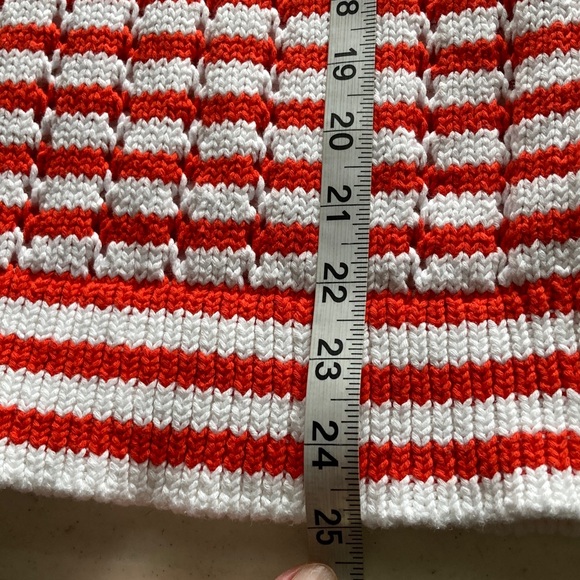 LOFT Red & White Checker-Stripe Boat Neck Sweater - Picture 8 of 9